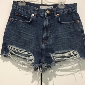 TOPSHOP Factory Distressed Highwaisted Jean Shorts
